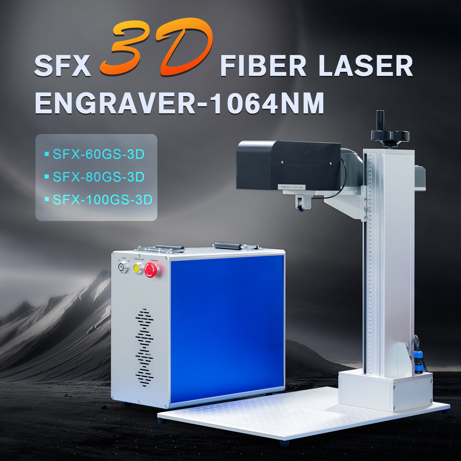 SFX 60W 80W 100W 3D Fiber Laser Engraver FEELTEK 3D Dynamic Focus System  Lenmark Software 3D Laser Marking Machine